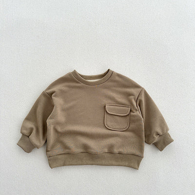 Arrival Kids Unisex Soft Comfortable Long Sleeves Solid Color Top Casual Pullover-4